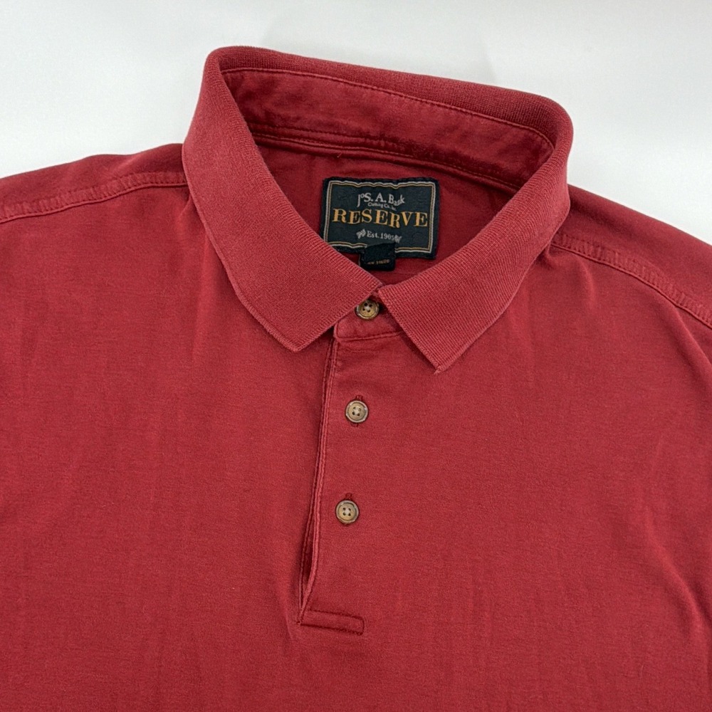 Jos. A. Bank Reserve Polo Shirt Men's L Burgundy Solid Short Sleeve Pima Cotton